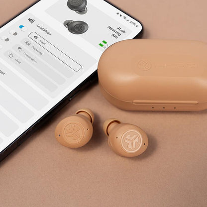 Jlab Hear OTC Hearing Aid & Wireless Earbuds, Earbud Fit, Bluetooth, Ios/Android, 4 Preset Hearing Modes, In-Ear Detect, Built-In Feedback Suppression