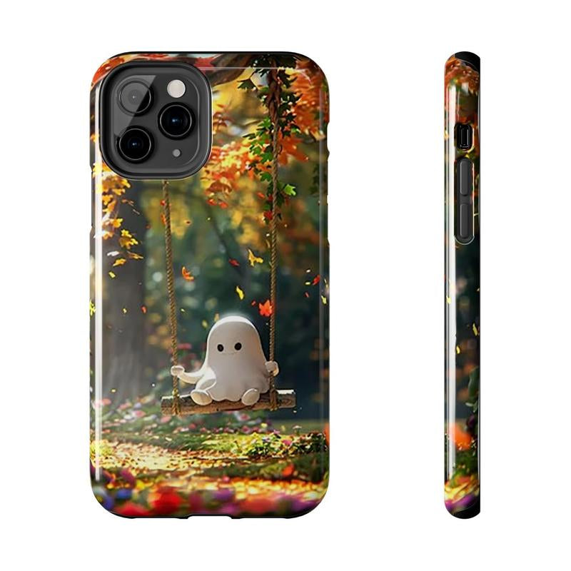 Whimsical Ghost Autumn Halloween Sublimation Phone Case Bundle – Customizable Designs for Iphone 11, 12, 13, 14, 15 Pro & Pro Max.