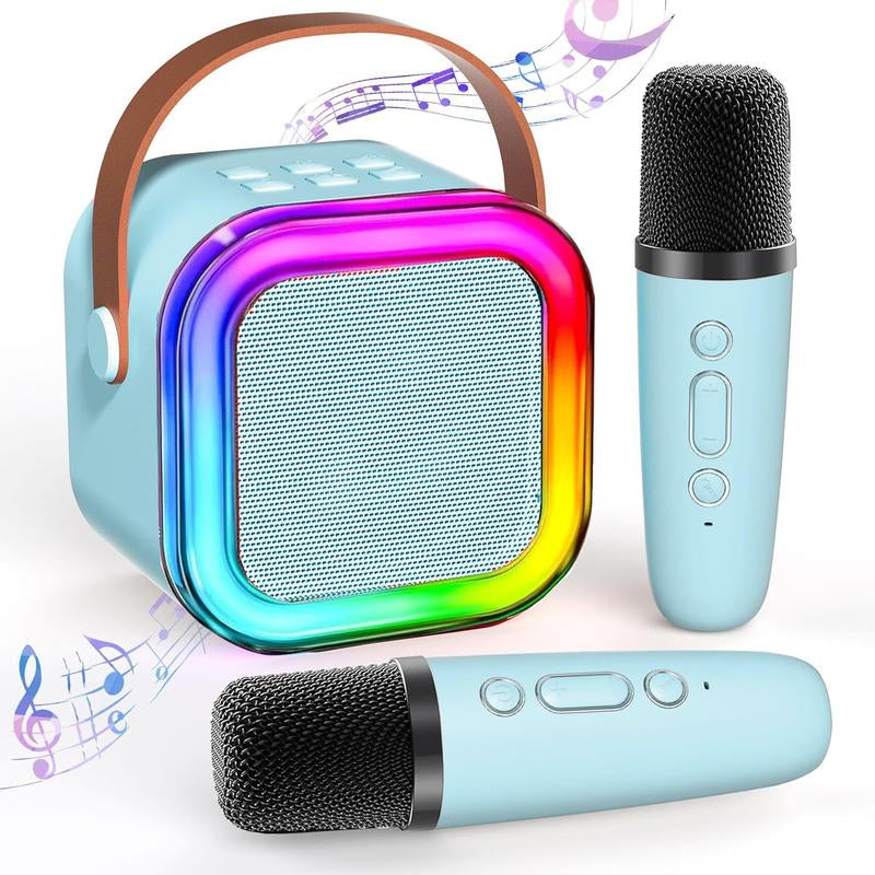 2025 Gift 2 Wireless Microphones with Mini Karaoke Machine for Kids Adults,Portable Bluetooth Speaker, 2 Wireless Microphones with Fun Voice Changing Function-Toys for 5 6 7 8 9 10 Year Old Girl Boys Birthday Gifts Ideas Holiday Gift