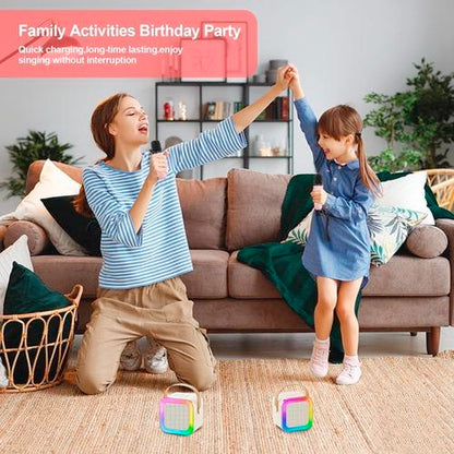 2025 Gift 2 Wireless Microphones with Mini Karaoke Machine for Kids Adults,Portable Bluetooth Speaker, 2 Wireless Microphones with Fun Voice Changing Function-Toys for 5 6 7 8 9 10 Year Old Girl Boys Birthday Gifts Ideas Holiday Gift