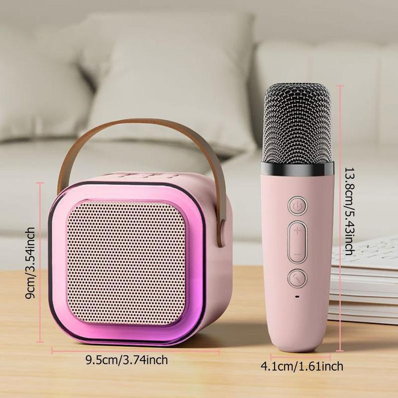 Portable Wireless Karaoke Speaker with 2 Microphone, Hifi Stereo Sound Subwoofers, KTV Speaker with RGB Colorful LED Lights, Karaoke Machine Sound System