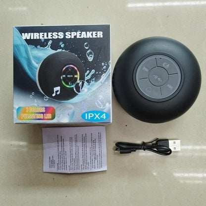 Mini Portable Wireless Speaker, Rechargeable Waterproof Speaker with LED Light, Portable Bluetooth-Compatible Speaker for Beach, Shower & Home