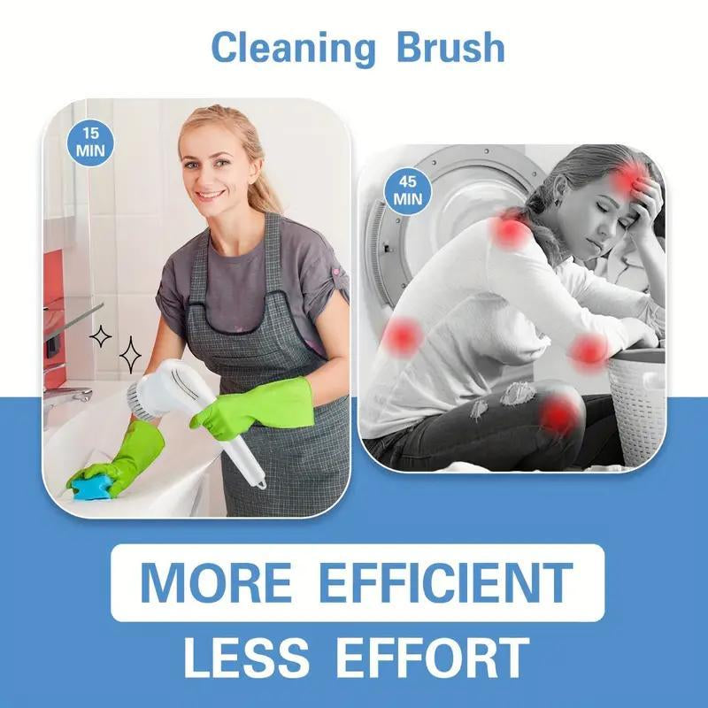 USB Rechargeable Electric Spin Scrubber, 1 Count Handheld Electric Cleaning Brush with 5 Replacement Brush Heads, Household Cleaning Tool for Bathroom, Kitchen