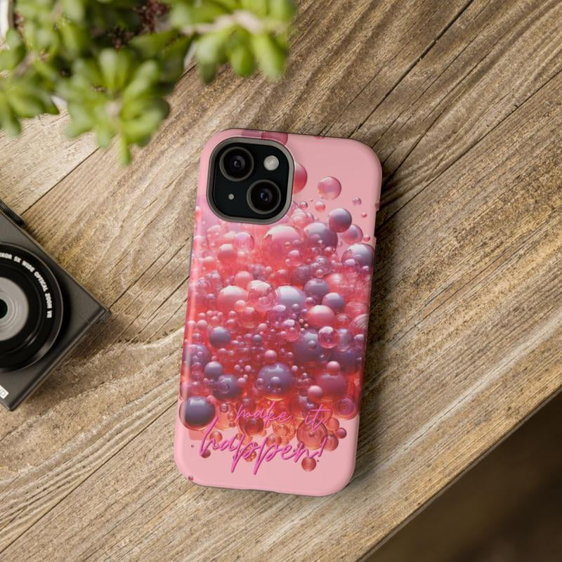 Pink Bubbles Iphone Tough Case, Magnetic Phone Cover, Bubble Design Phone Case, Protective Phone Case, Iphone Accessories Plastic Protection