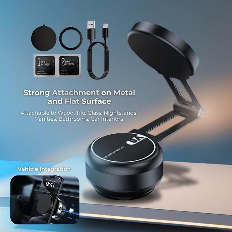 Vacuum Magnetic Phone Holder,Magnetic Selfie Stick,Smartphone Folding Mount,Dual-Sided Electronic Vacuum and Magnetic Adsorption,Selfie,Car,Office