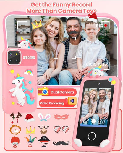 32G Kids Smart Phone, for Girls Boys 3-8 Year Old, Pretend Play Phone Kids Camera Music Player Learning Toy, Christmas Birthday Gifts, 2.8" Touchscreen, Dual Camera Mobile Smartphone