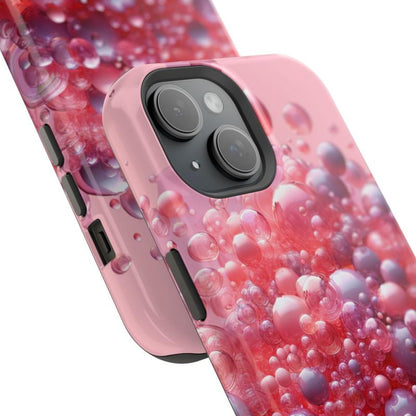 Pink Bubbles Iphone Tough Case, Magnetic Phone Cover, Bubble Design Phone Case, Protective Phone Case, Iphone Accessories Plastic Protection